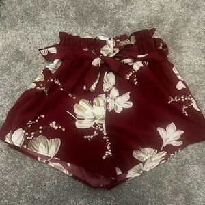 Floral Burgundy Women's Shorts